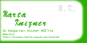 marta knizner business card